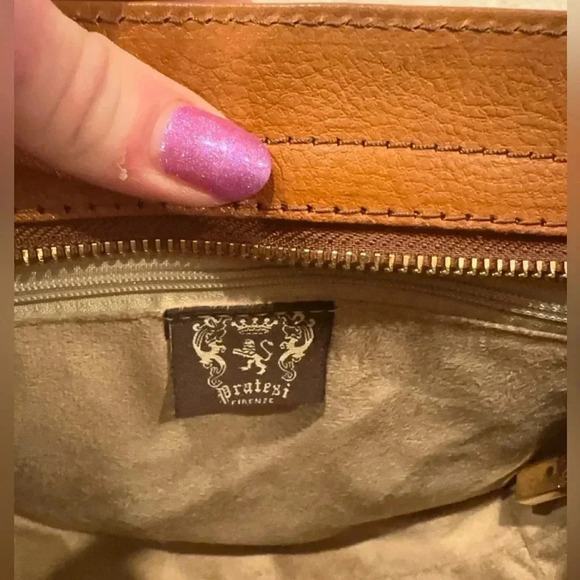 PRATESI FIRENZE MADE IN ITALY LEATHER FLAP OVER CROSSBODY BROWN NWT - Picture 9 of 11